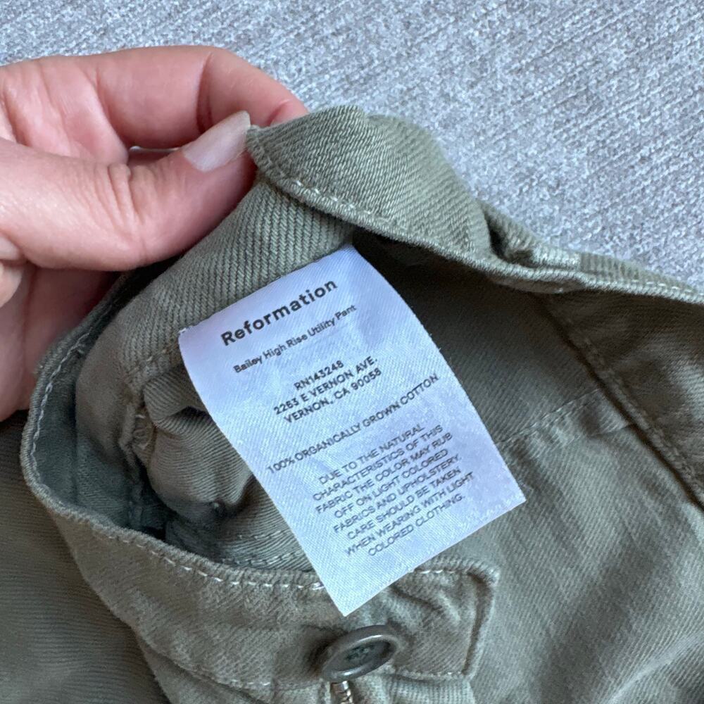 Reformation Olive Cargo Pants - Picture 5 of 6